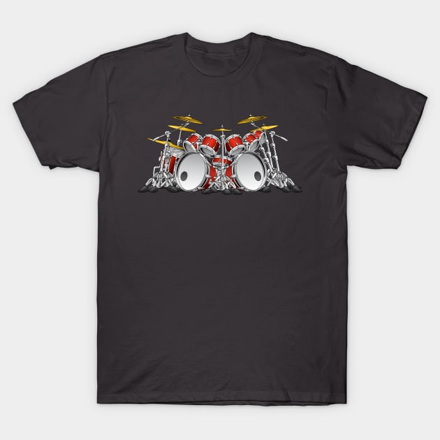 10 Piece Drum Set Cartoon T-Shirt by hobrath